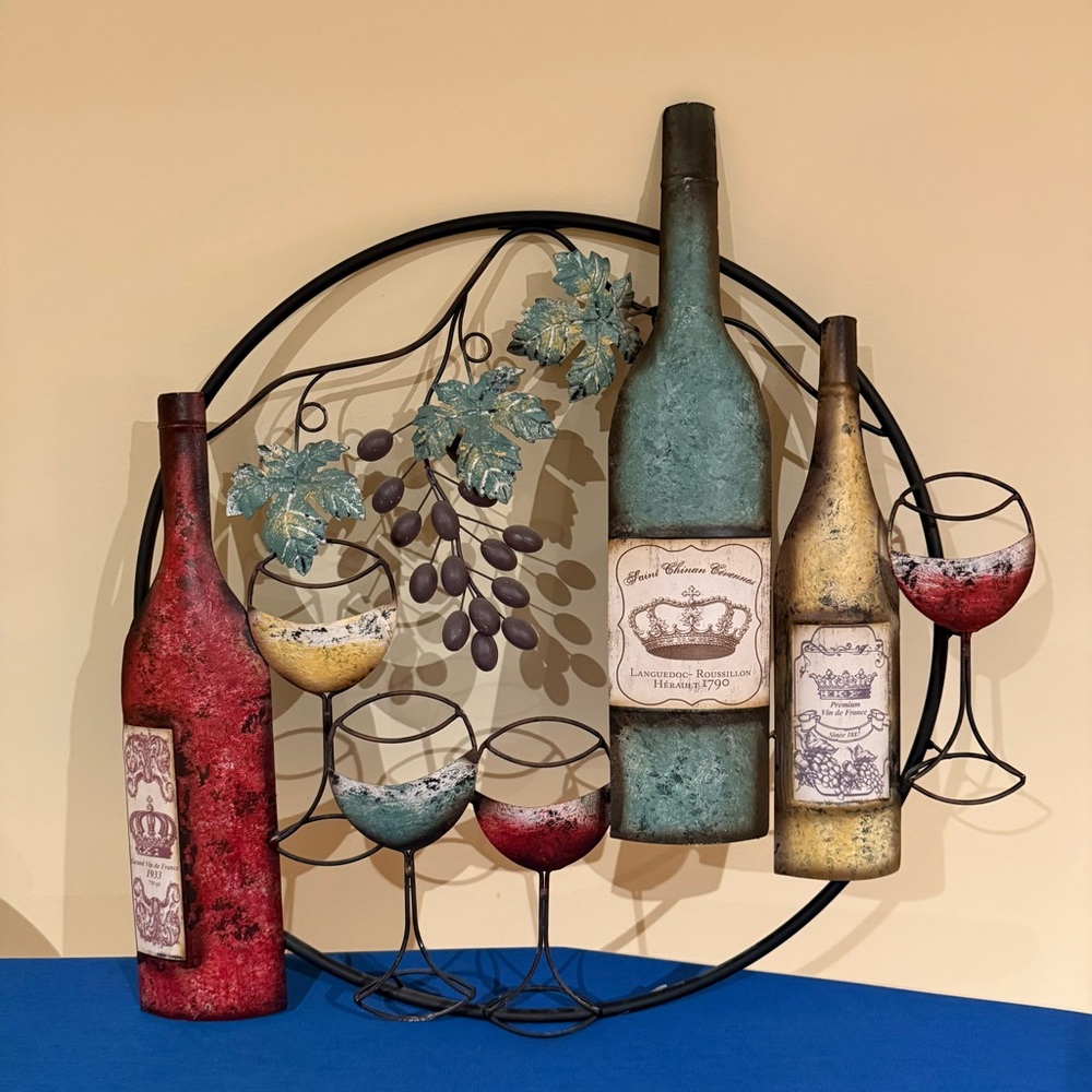 Decorative Wine Bottle and Glass Wall Art